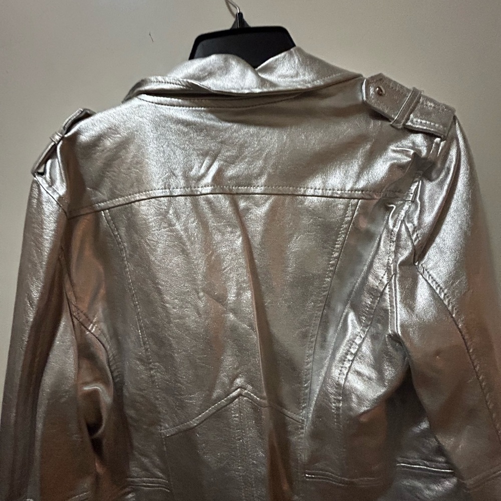 Blank NYC Shiny Silver Leather Jacket New Years Eve!! - Picture 9 of 9